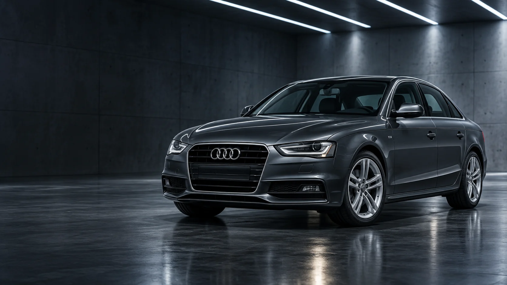 2013 Audi A4 B8 facelift four door sedan, original early 2010s headlamps