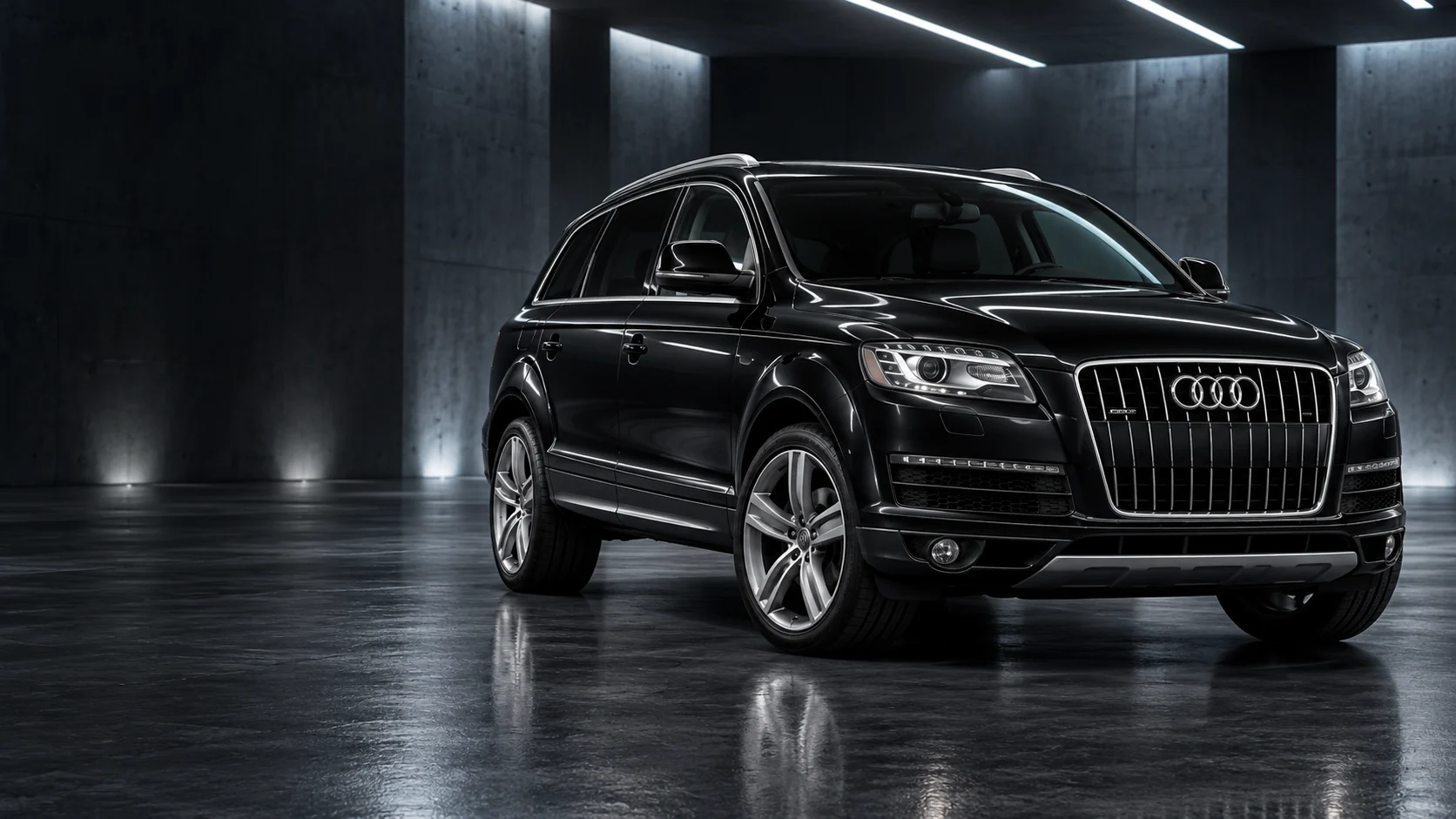 2013 Audi Q7 first generation 4L facelift large SUV, original early 2010s headlamps, not second generation