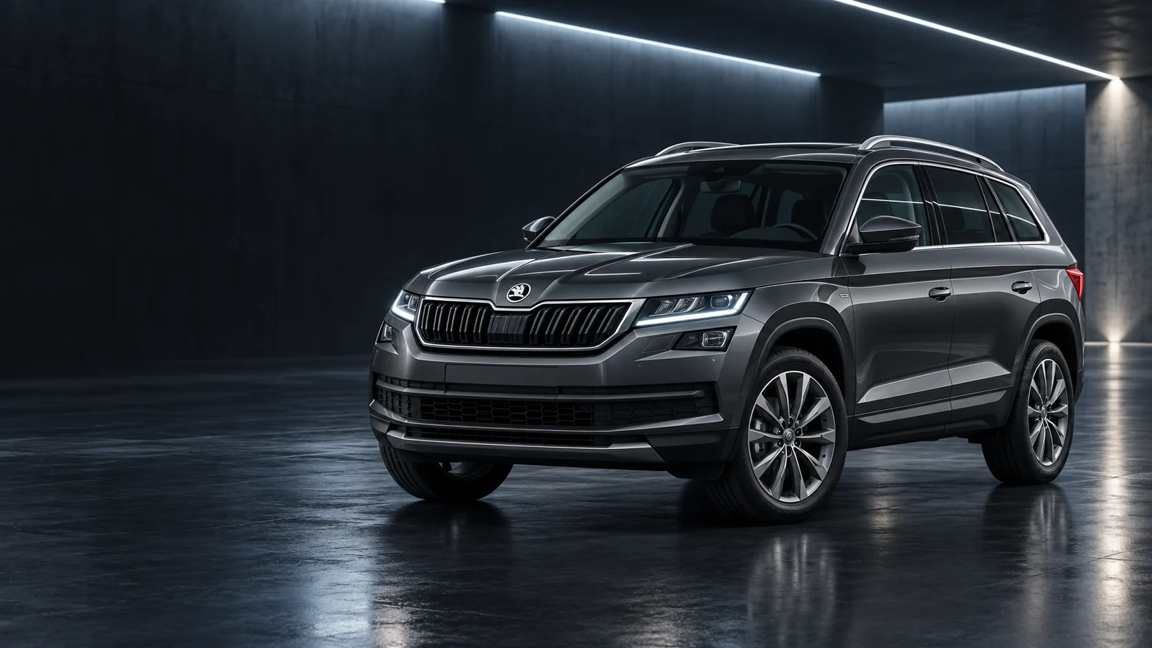 2018 Skoda Kodiaq first generation pre-facelift large SUV with original split headlights